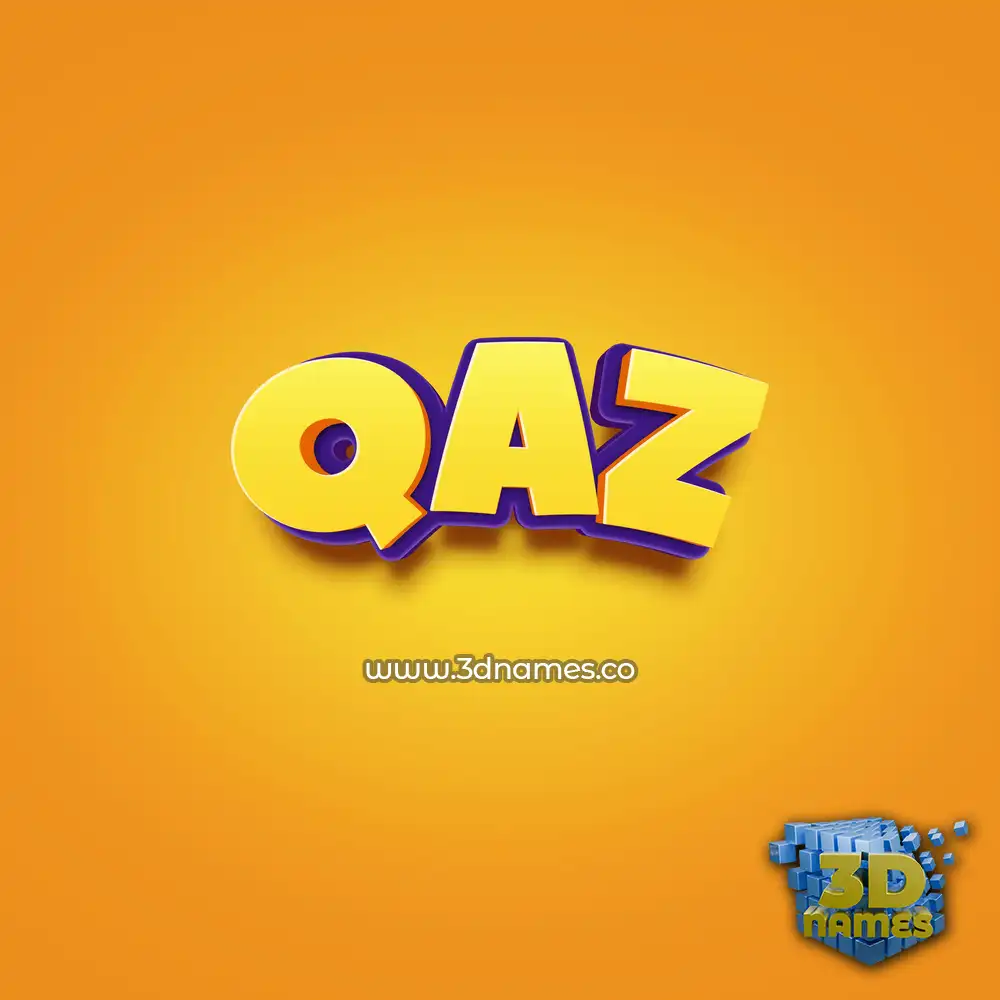 qaz in Orange Toon style - 3D name wallpaper