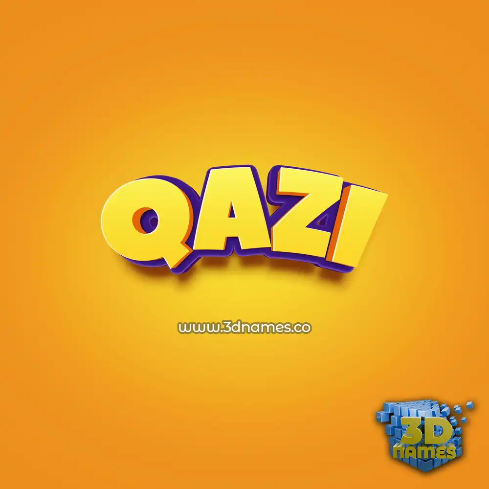 qazi in Orange Toon style - 3D name wallpaper