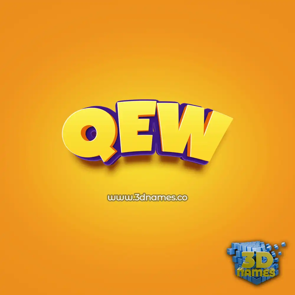 qew in Orange Toon style - 3D name wallpaper