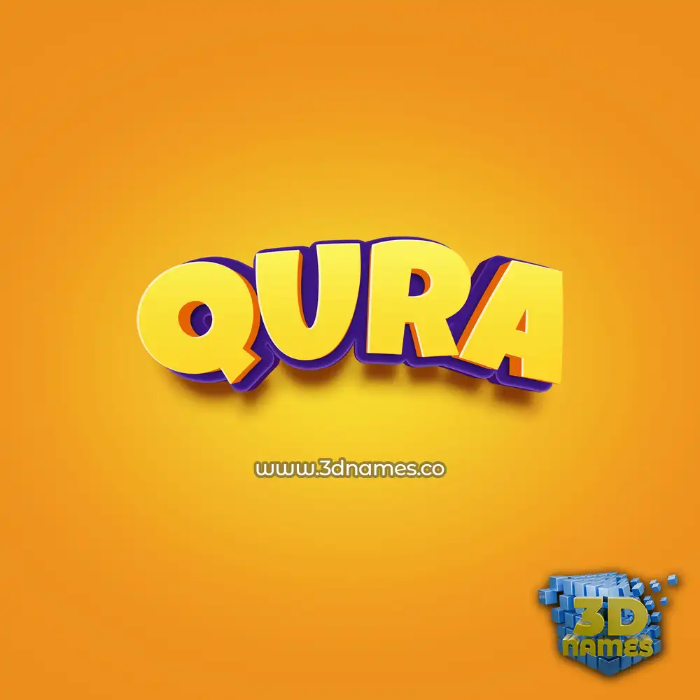 qura in Orange Toon style - 3D name wallpaper