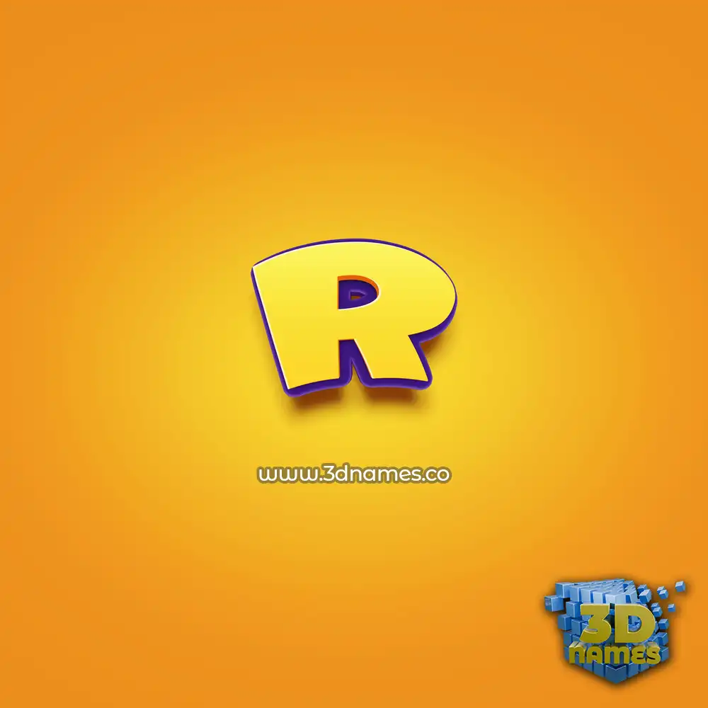 r in Orange Toon style - 3D name wallpaper