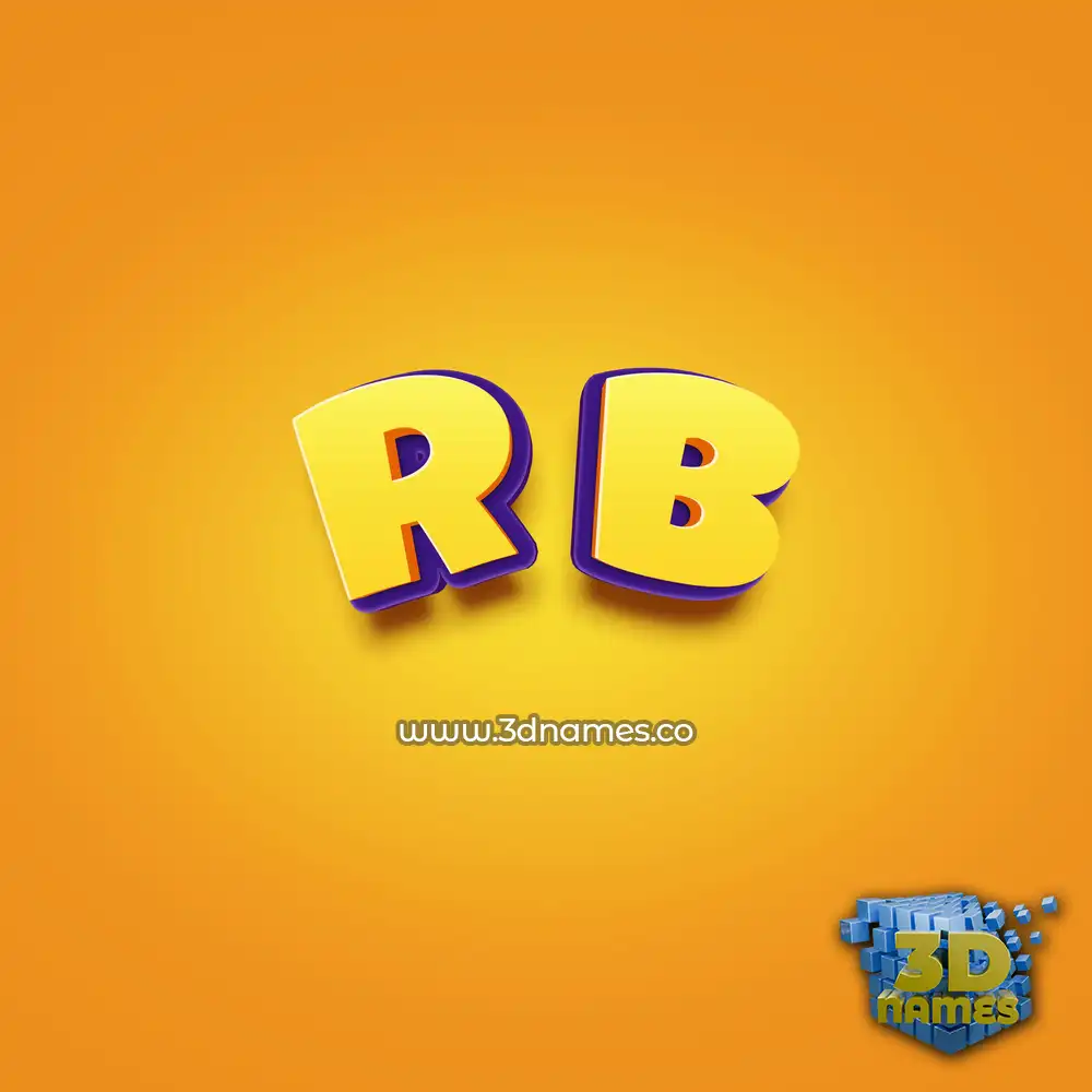 r b in Orange Toon style - 3D name wallpaper
