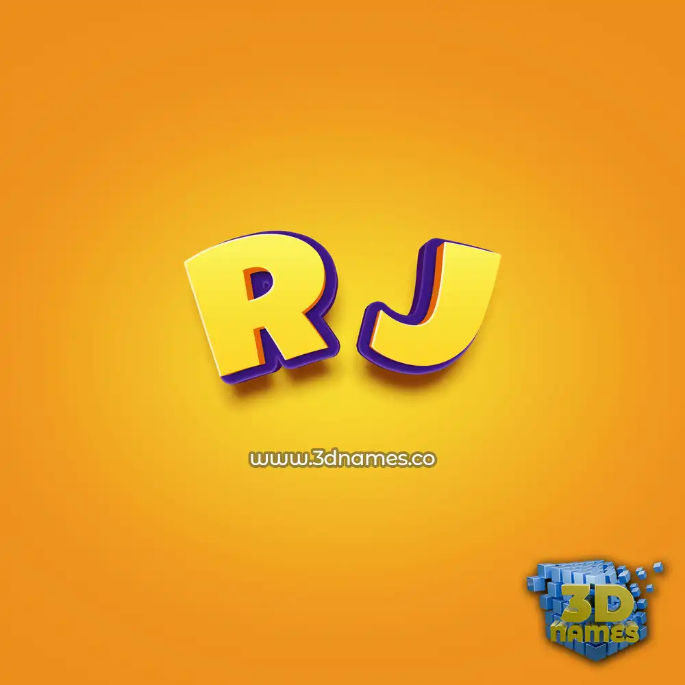 r j in Orange Toon style - 3D name wallpaper