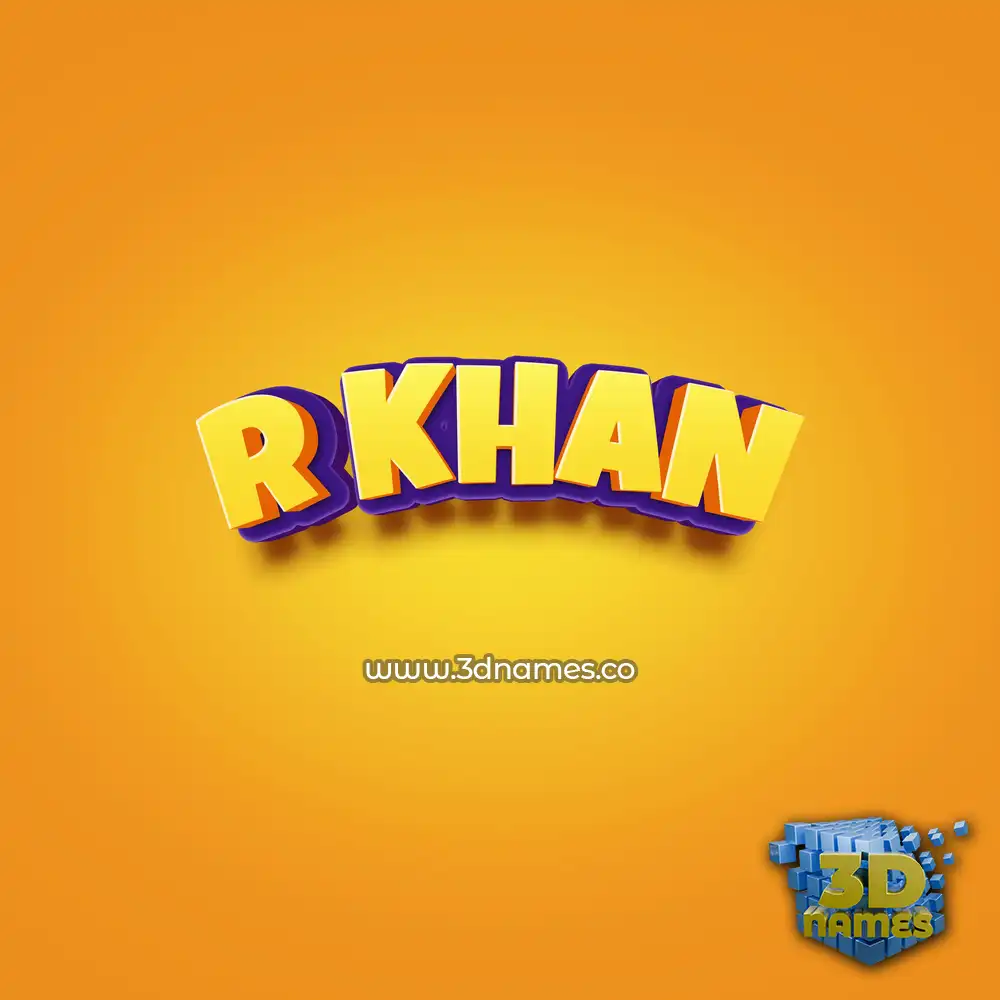r khan in Orange Toon style - 3D name wallpaper