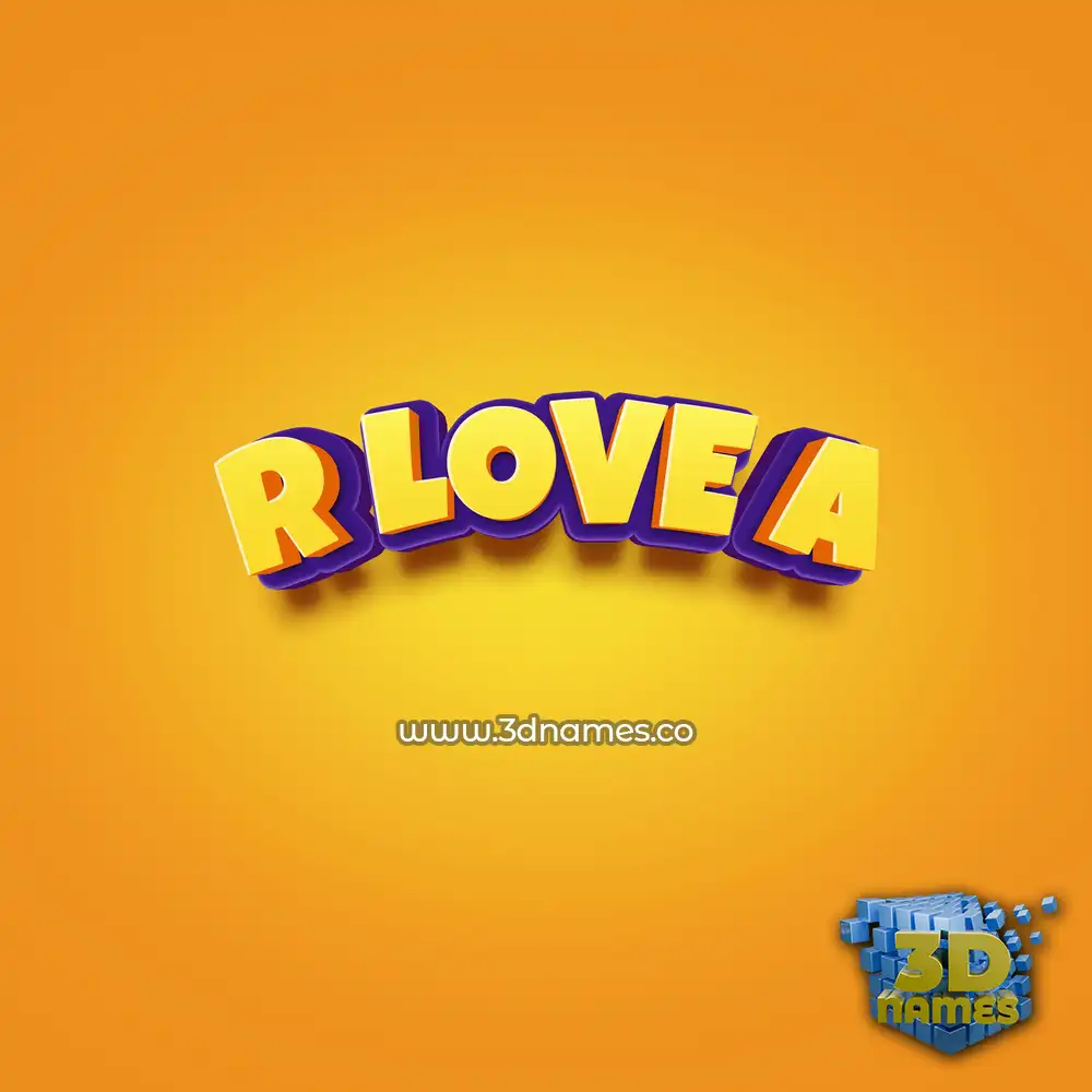r love a in Orange Toon style - 3D name wallpaper