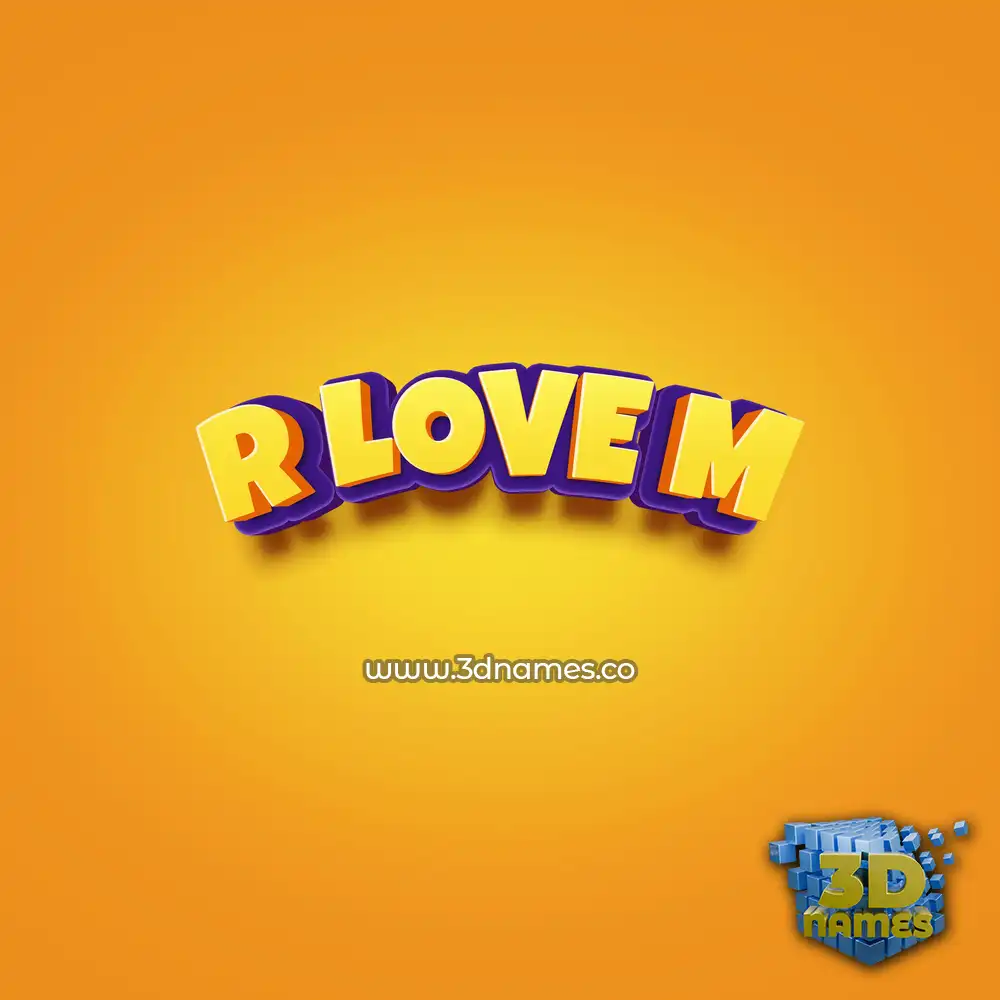 r love m in Orange Toon style - 3D name wallpaper