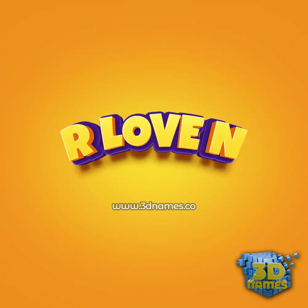 r love n in Orange Toon style - 3D name wallpaper