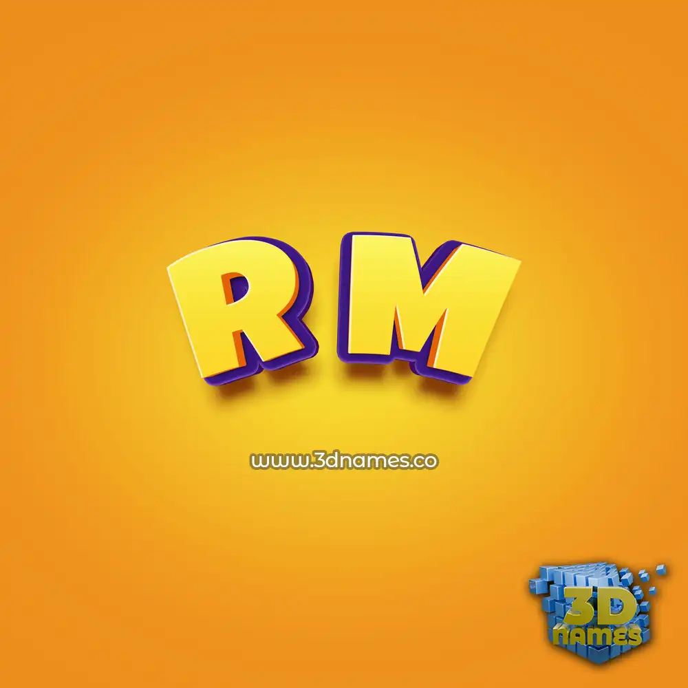 r m in Orange Toon style - 3D name wallpaper