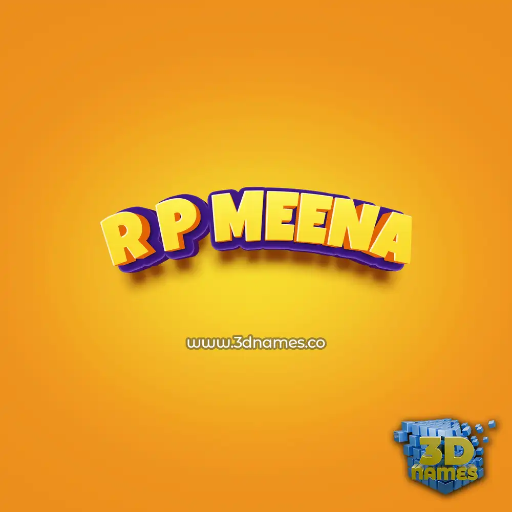 r p meena in Orange Toon style - 3D name wallpaper