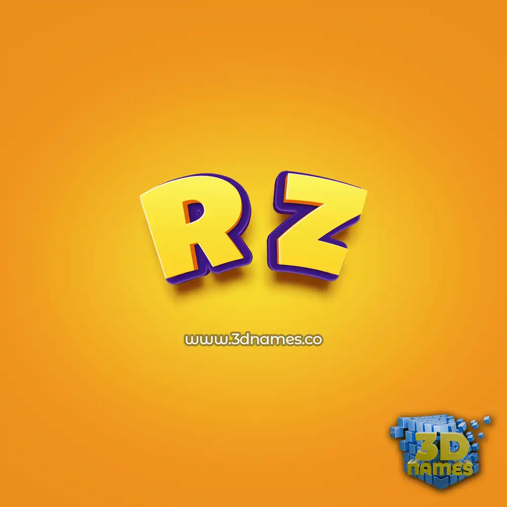 r z in Orange Toon style - 3D name wallpaper