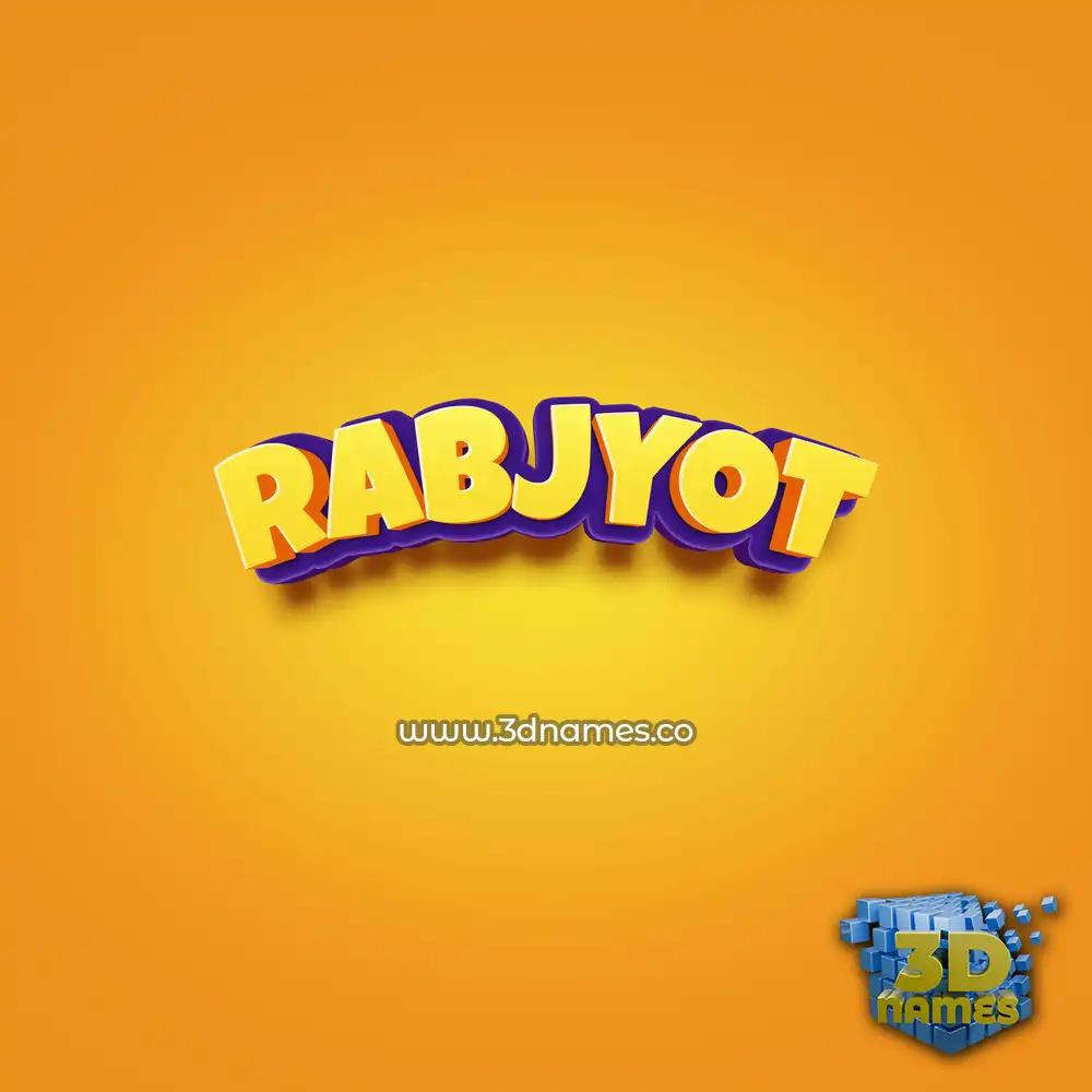 rabjyot in Orange Toon style - 3D name wallpaper