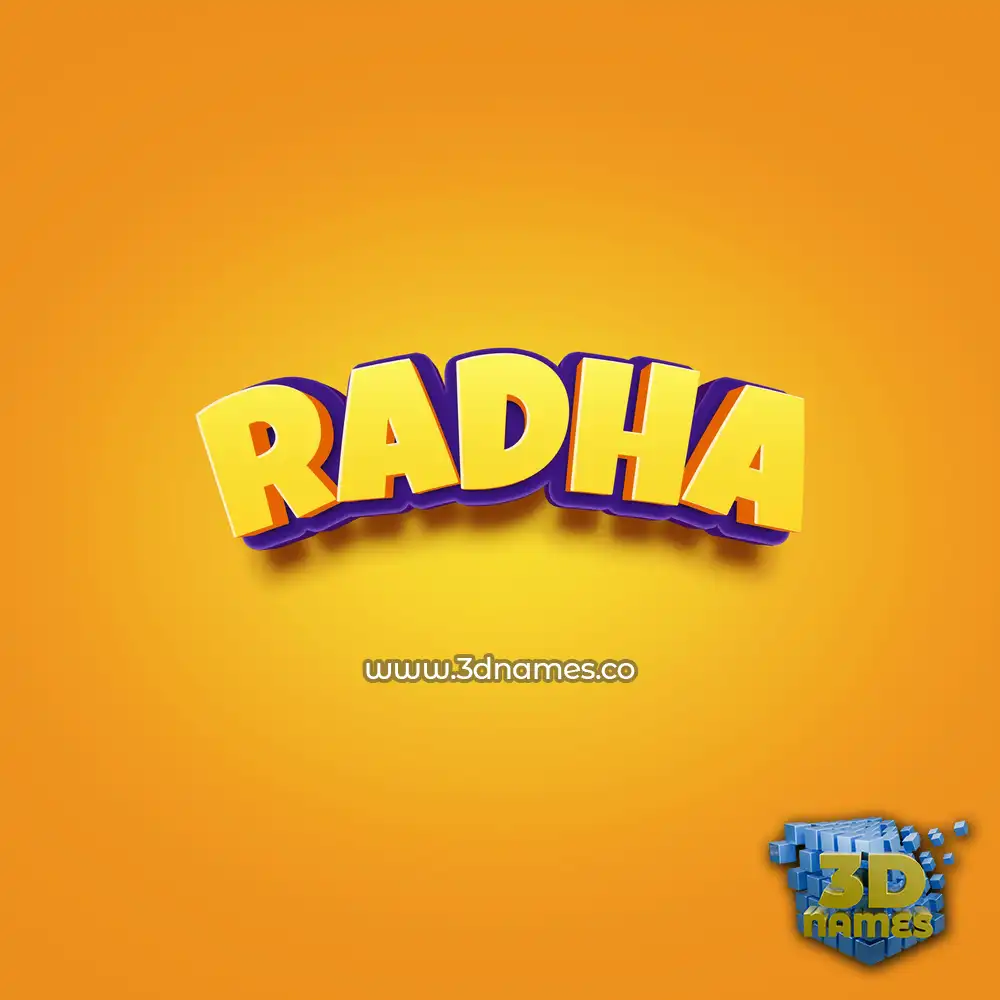 radha in Orange Toon style - 3D name wallpaper