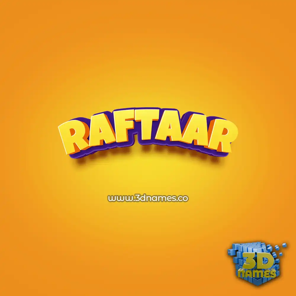 raftaar in Orange Toon style - 3D name wallpaper