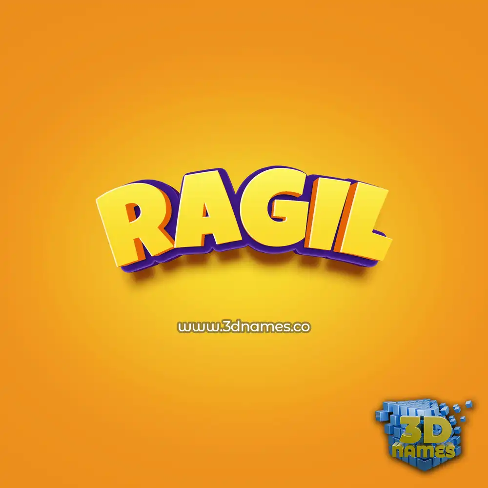 ragil in Orange Toon style - 3D name wallpaper