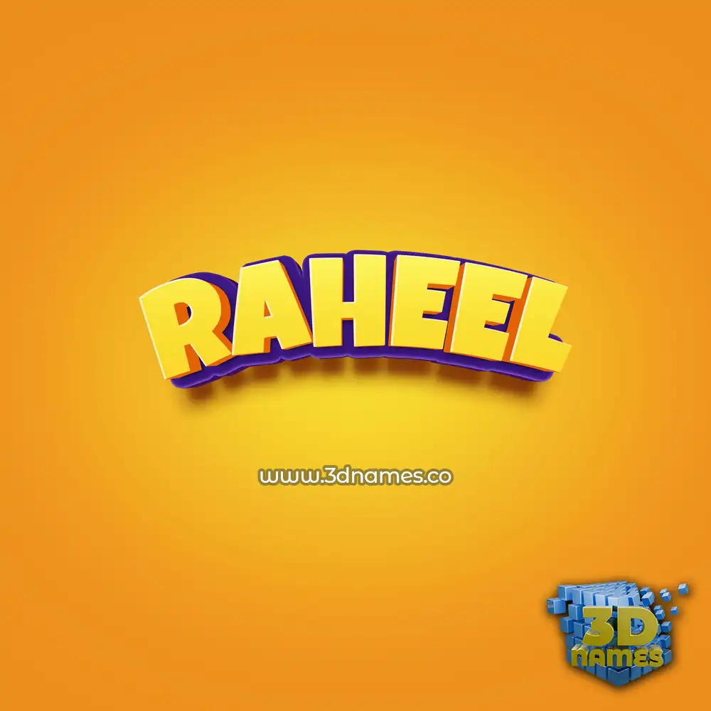 raheel in Orange Toon style - 3D name wallpaper