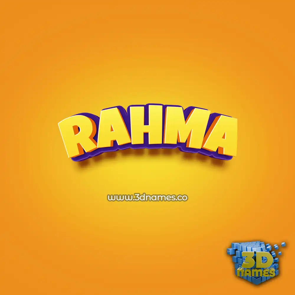 rahma in Orange Toon style - 3D name wallpaper