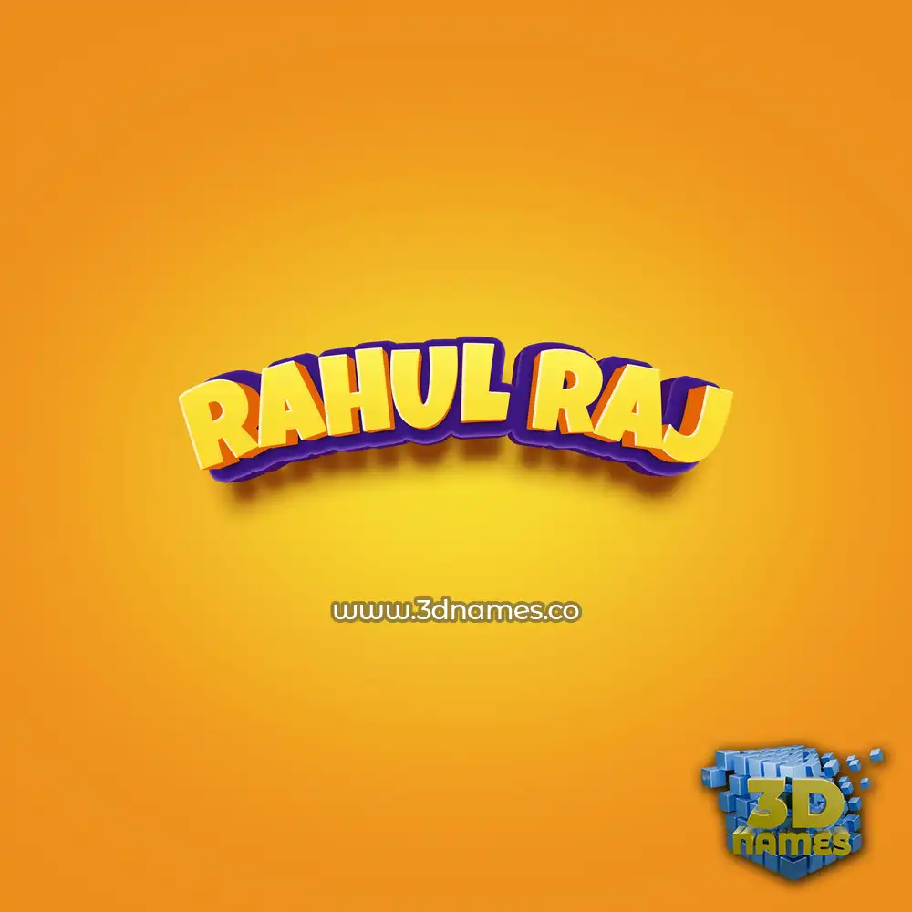 rahul raj in Orange Toon style - 3D name wallpaper