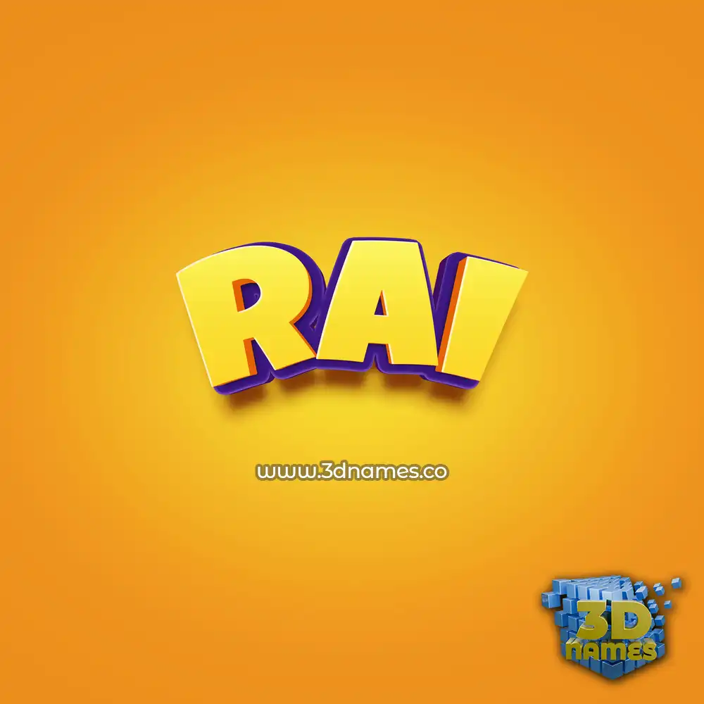 rai in Orange Toon style - 3D name wallpaper