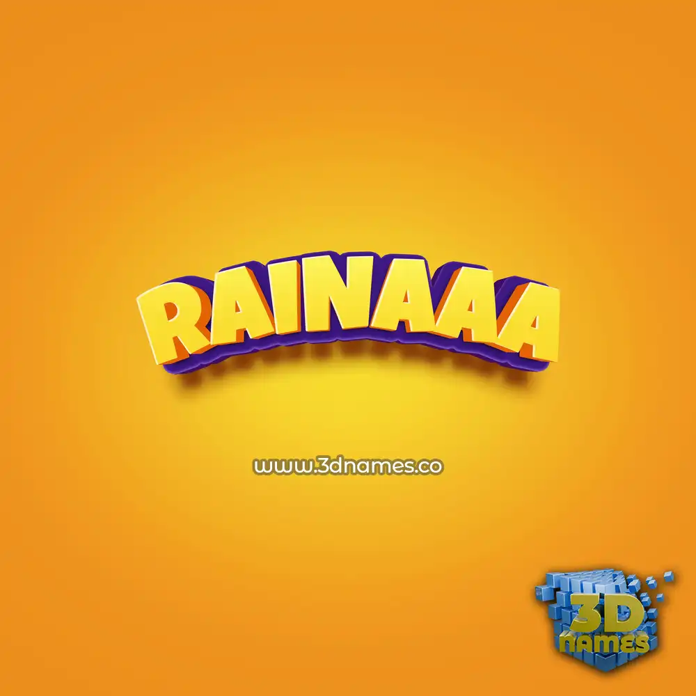rainaaa in Orange Toon style - 3D name wallpaper