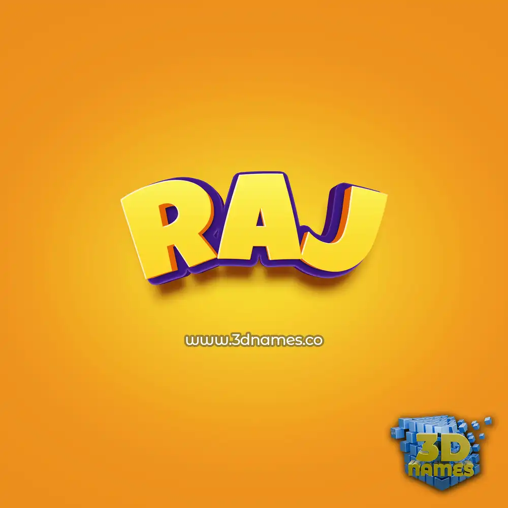 raj in Orange Toon style - 3D name wallpaper