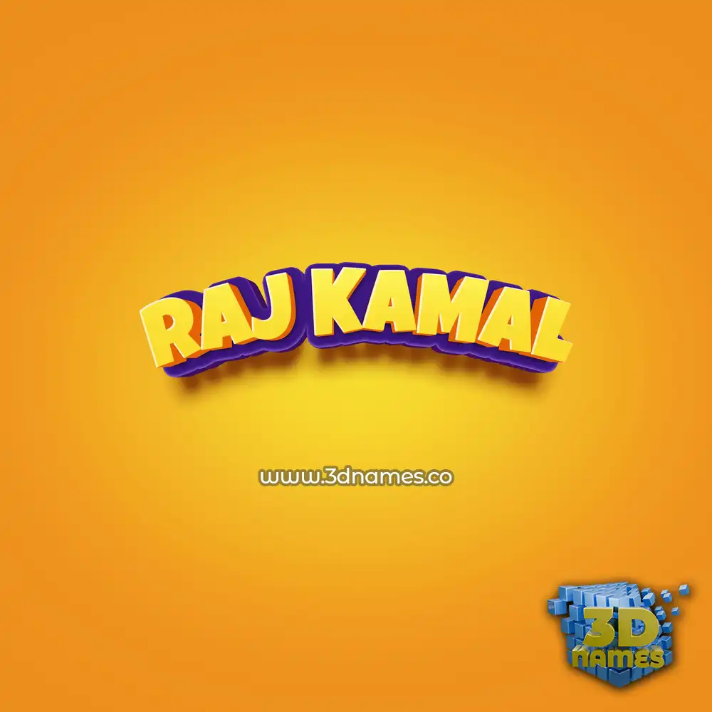 raj kamal in Orange Toon style - 3D name wallpaper