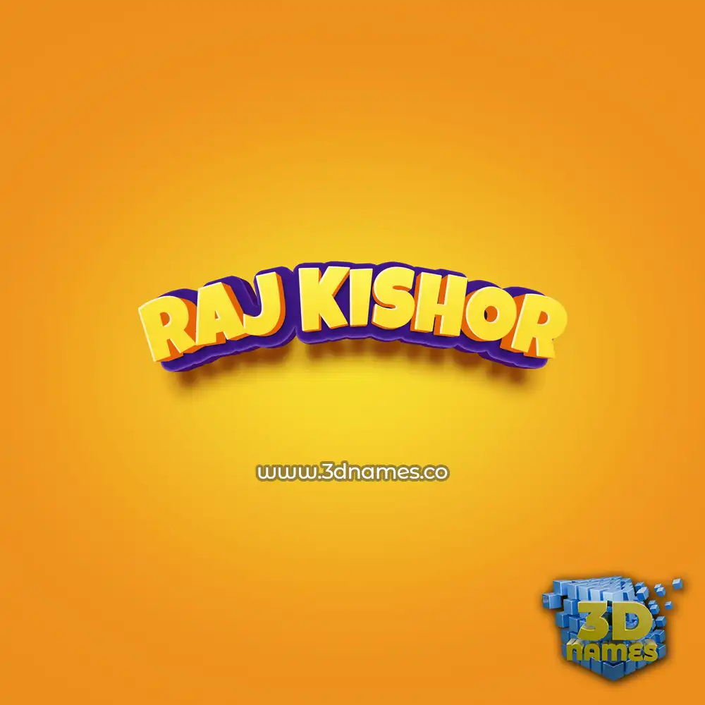 raj kishor in Orange Toon style - 3D name wallpaper