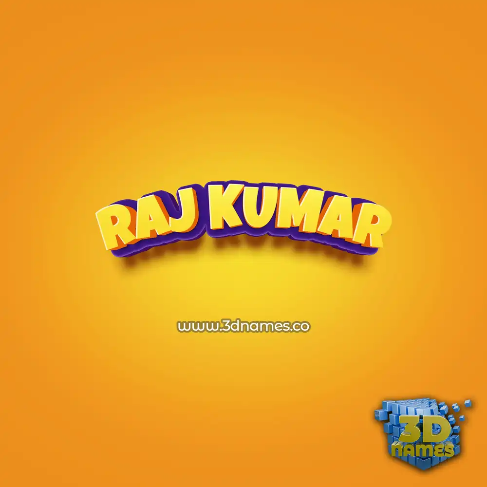 raj kumar in Orange Toon style - 3D name wallpaper
