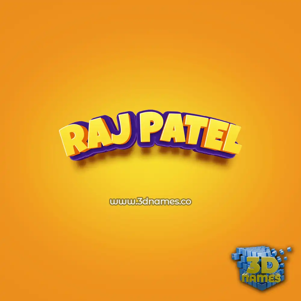 raj patel in Orange Toon style - 3D name wallpaper