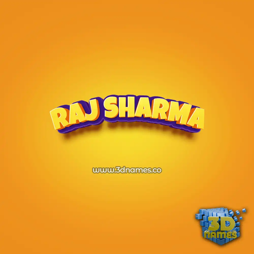 raj sharma in Orange Toon style - 3D name wallpaper