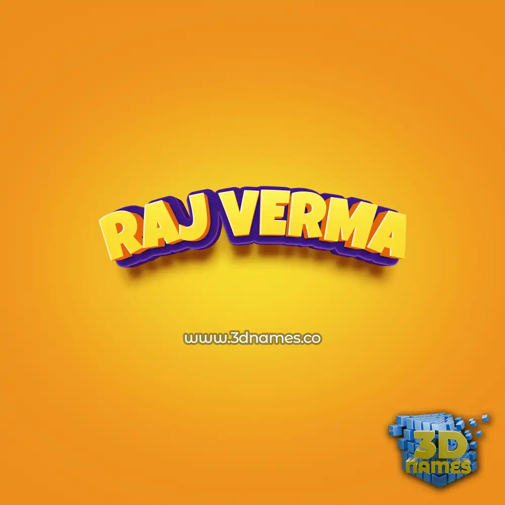 raj verma in Orange Toon style - 3D name wallpaper
