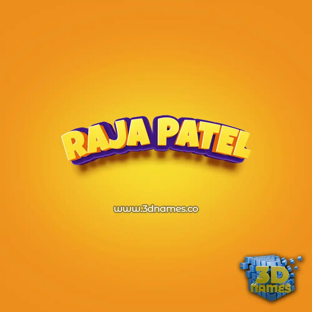 raja patel in Orange Toon style - 3D name wallpaper