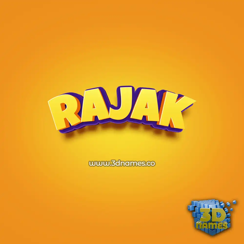 rajak in Orange Toon style - 3D name wallpaper