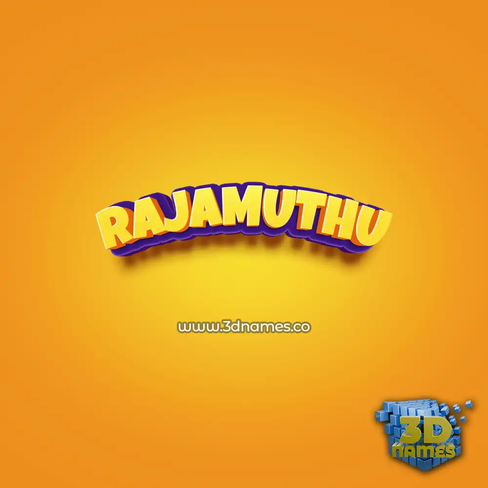 rajamuthu in Orange Toon style - 3D name wallpaper