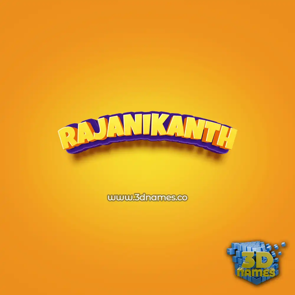 rajanikanth in Orange Toon style - 3D name wallpaper