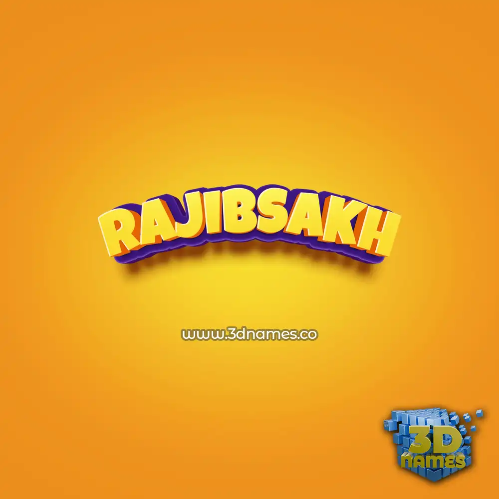rajibsakh in Orange Toon style - 3D name wallpaper