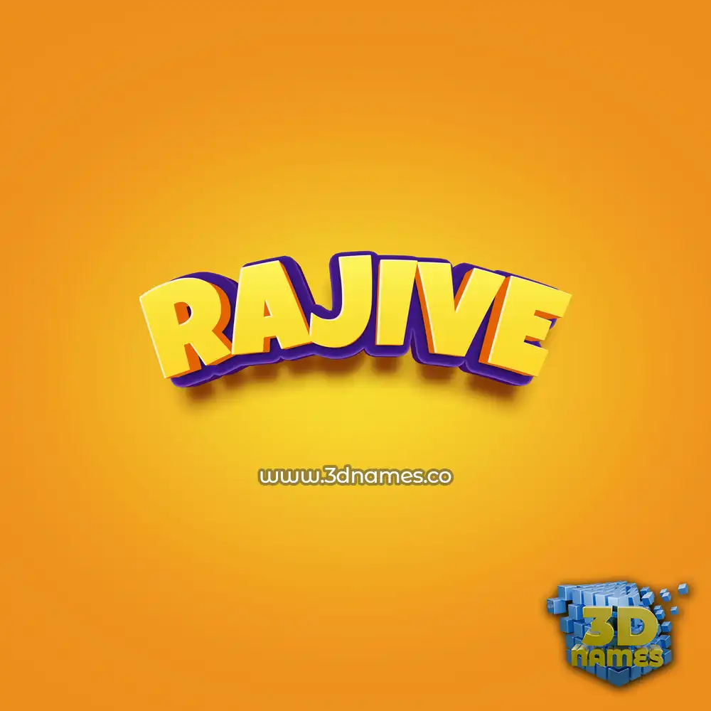 rajive in Orange Toon style - 3D name wallpaper