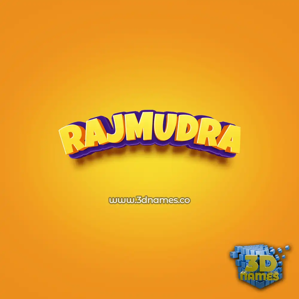 rajmudra in Orange Toon style - 3D name wallpaper