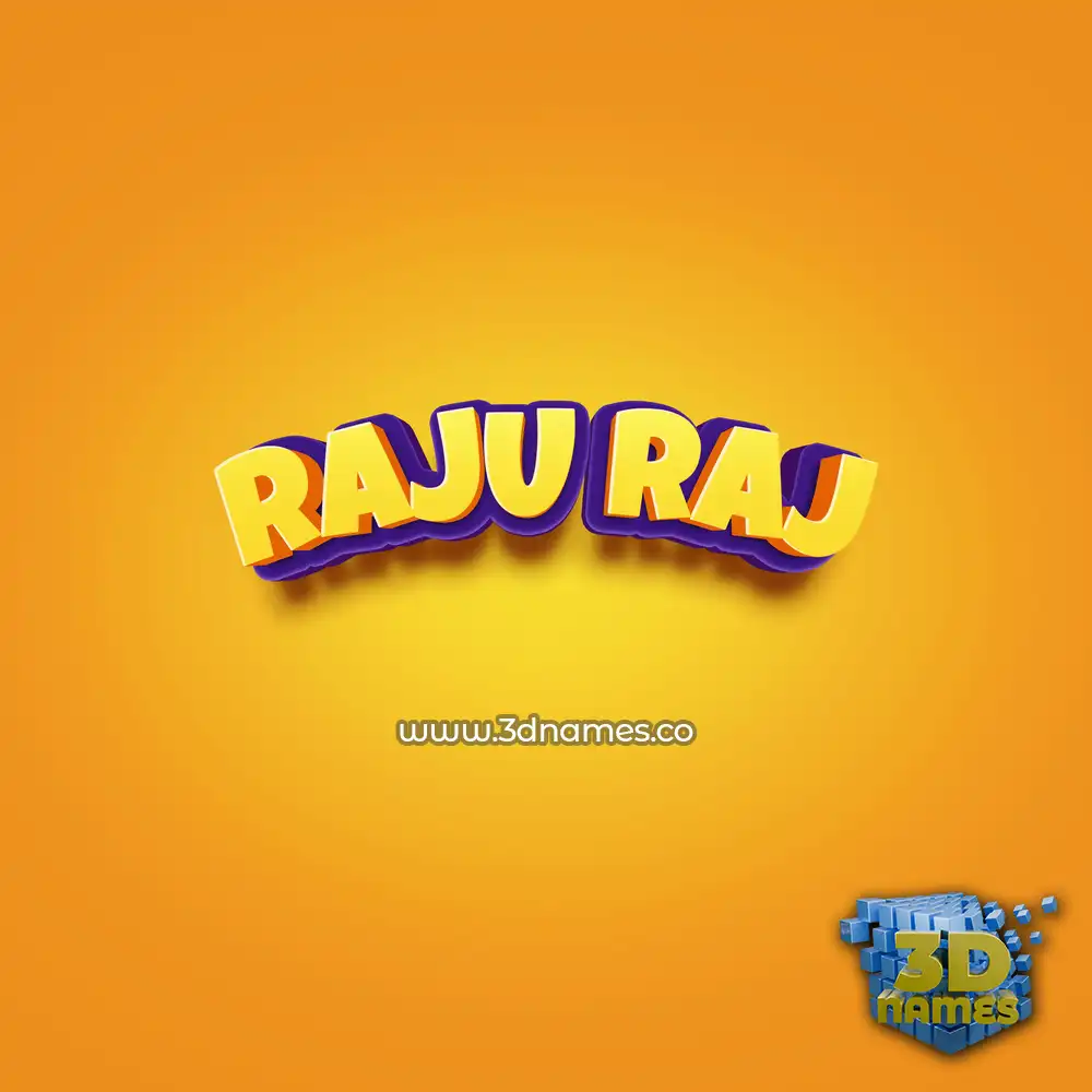 raju raj in Orange Toon style - 3D name wallpaper