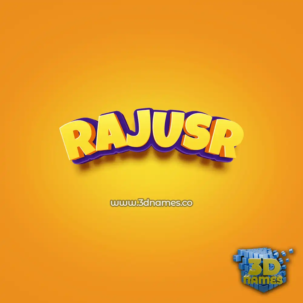 rajusr in Orange Toon style - 3D name wallpaper