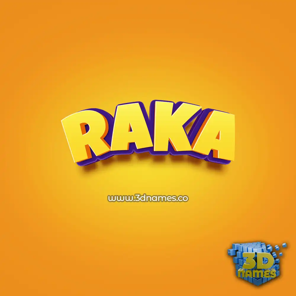 raka in Orange Toon style - 3D name wallpaper