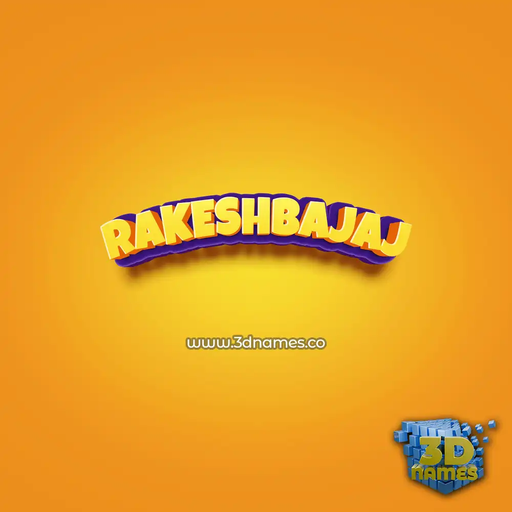 rakeshbajaj in Orange Toon style - 3D name wallpaper