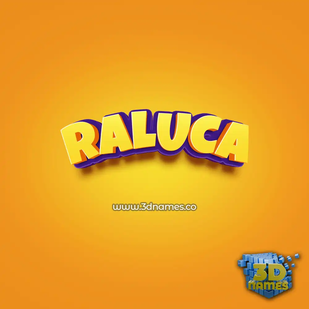 raluca in Orange Toon style - 3D name wallpaper