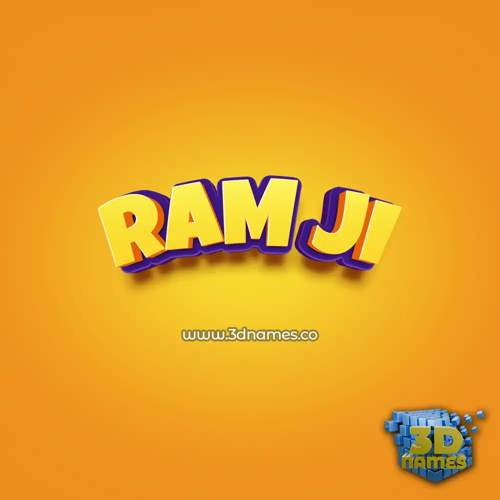 ram ji in Orange Toon style - 3D name wallpaper