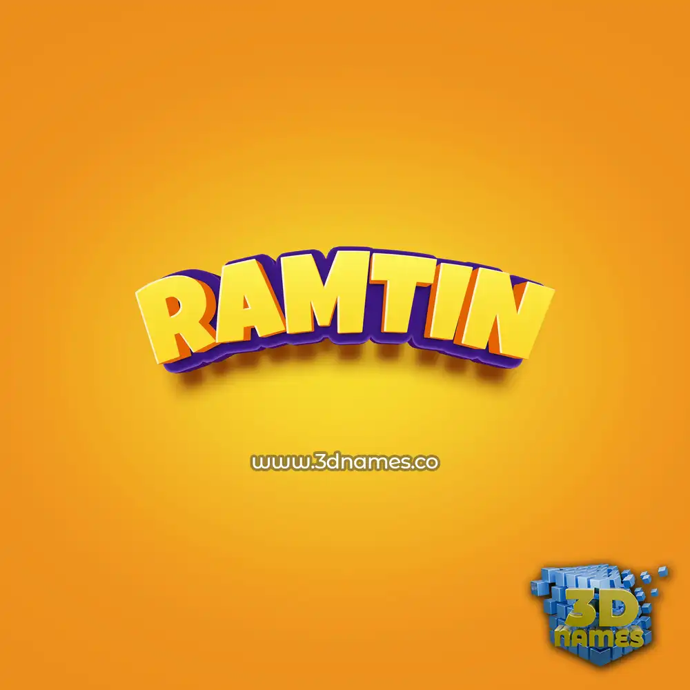 ramtin in Orange Toon style - 3D name wallpaper