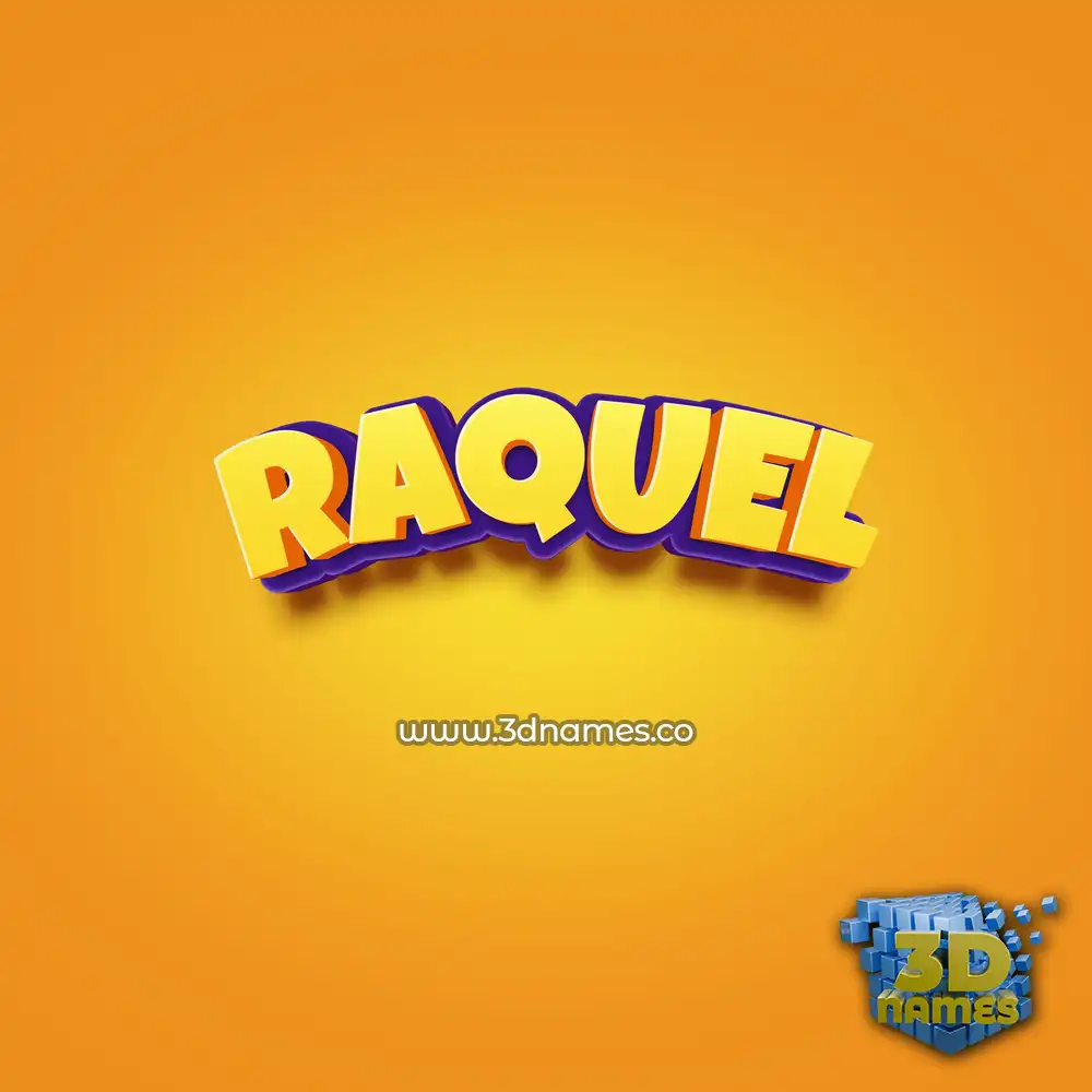 raquel in Orange Toon style - 3D name wallpaper