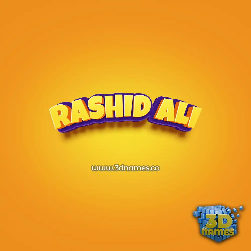 rashid ali in Orange Toon style - 3D name wallpaper