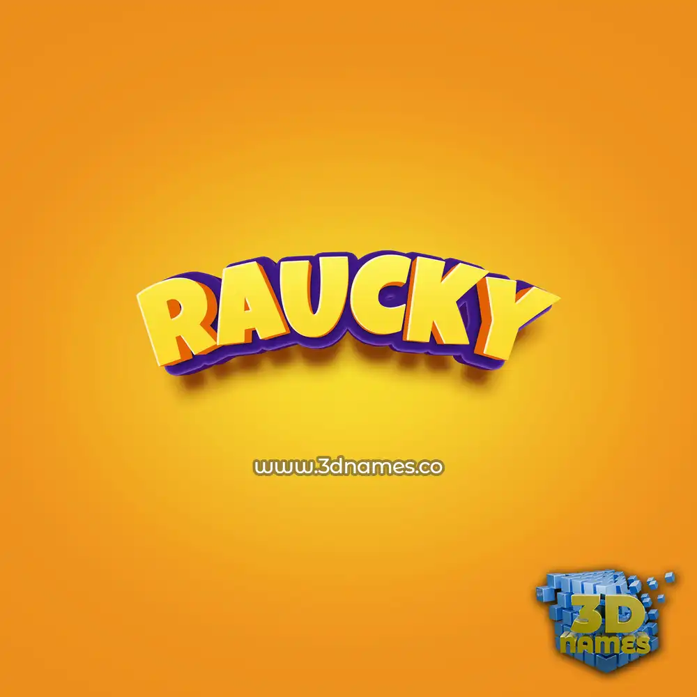 raucky in Orange Toon style - 3D name wallpaper