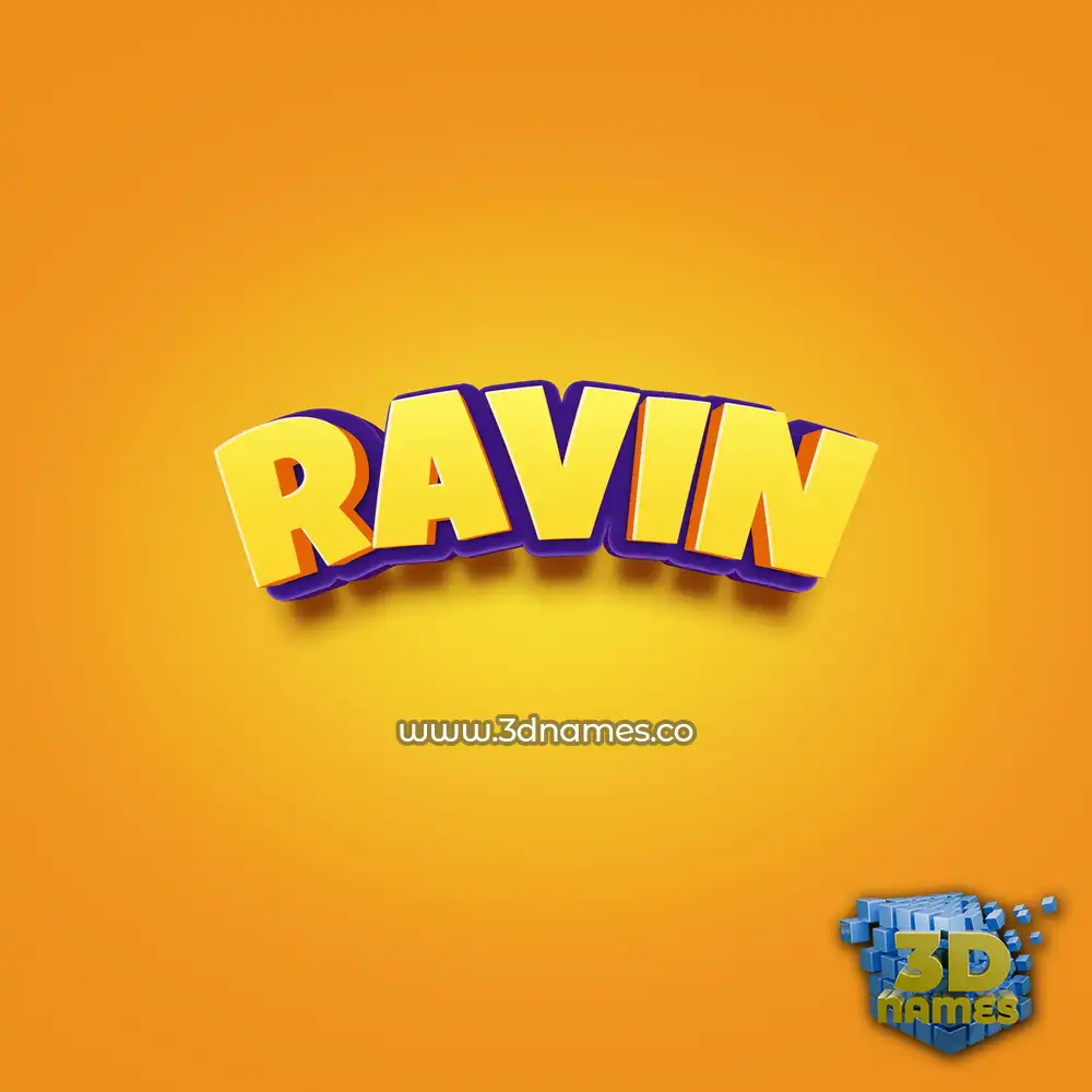 ravin in Orange Toon style - 3D name wallpaper