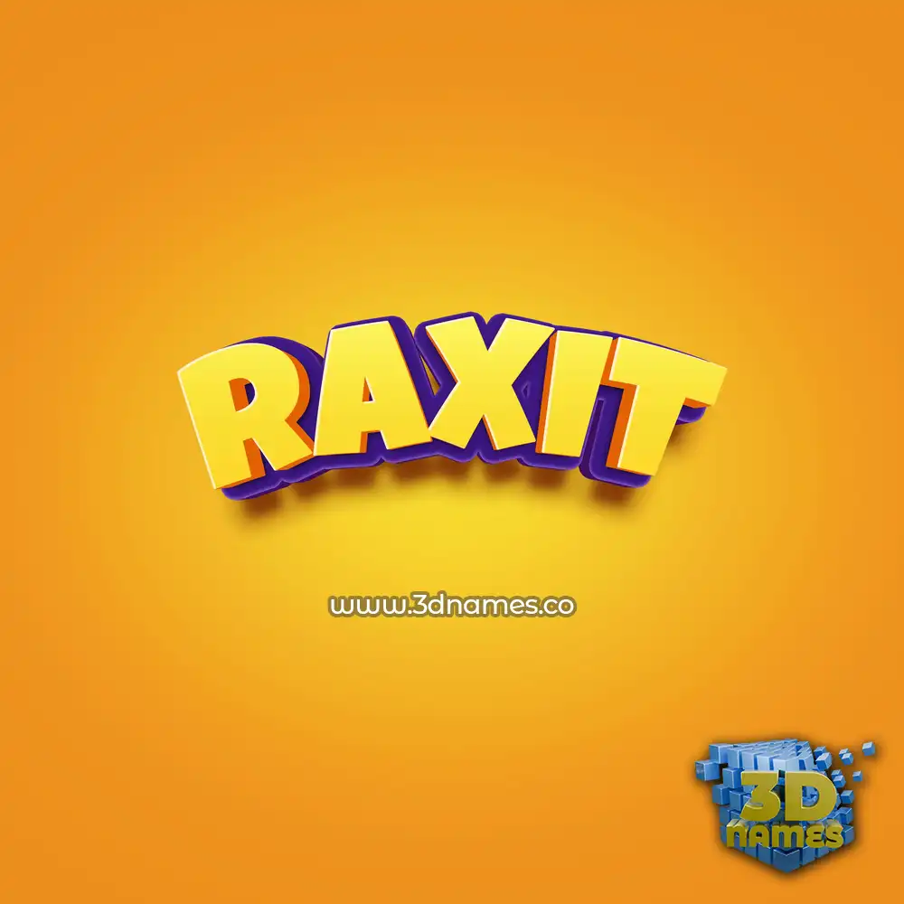 raxit in Orange Toon style - 3D name wallpaper