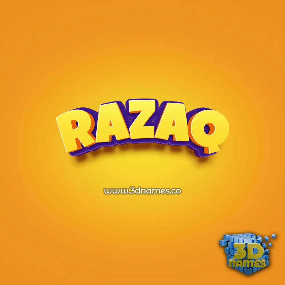 razaq in Orange Toon style - 3D name wallpaper